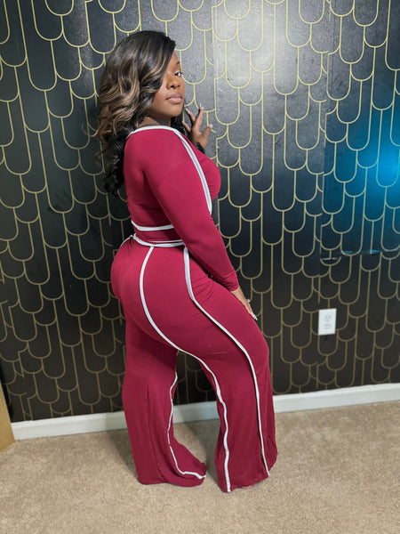 Off Shoulder wide leg pants Set